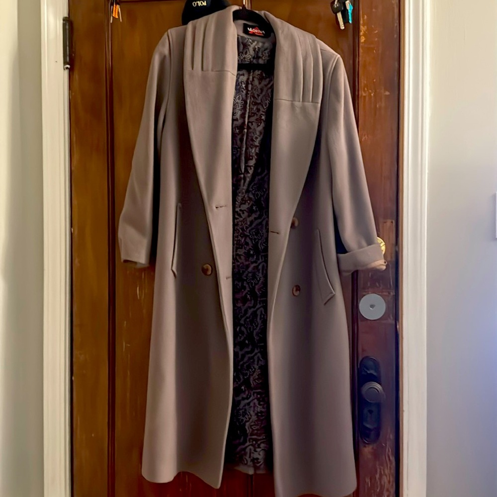 Alorna Double-Breasted Full-length Women's Vintage Brown Wool Blend Coat